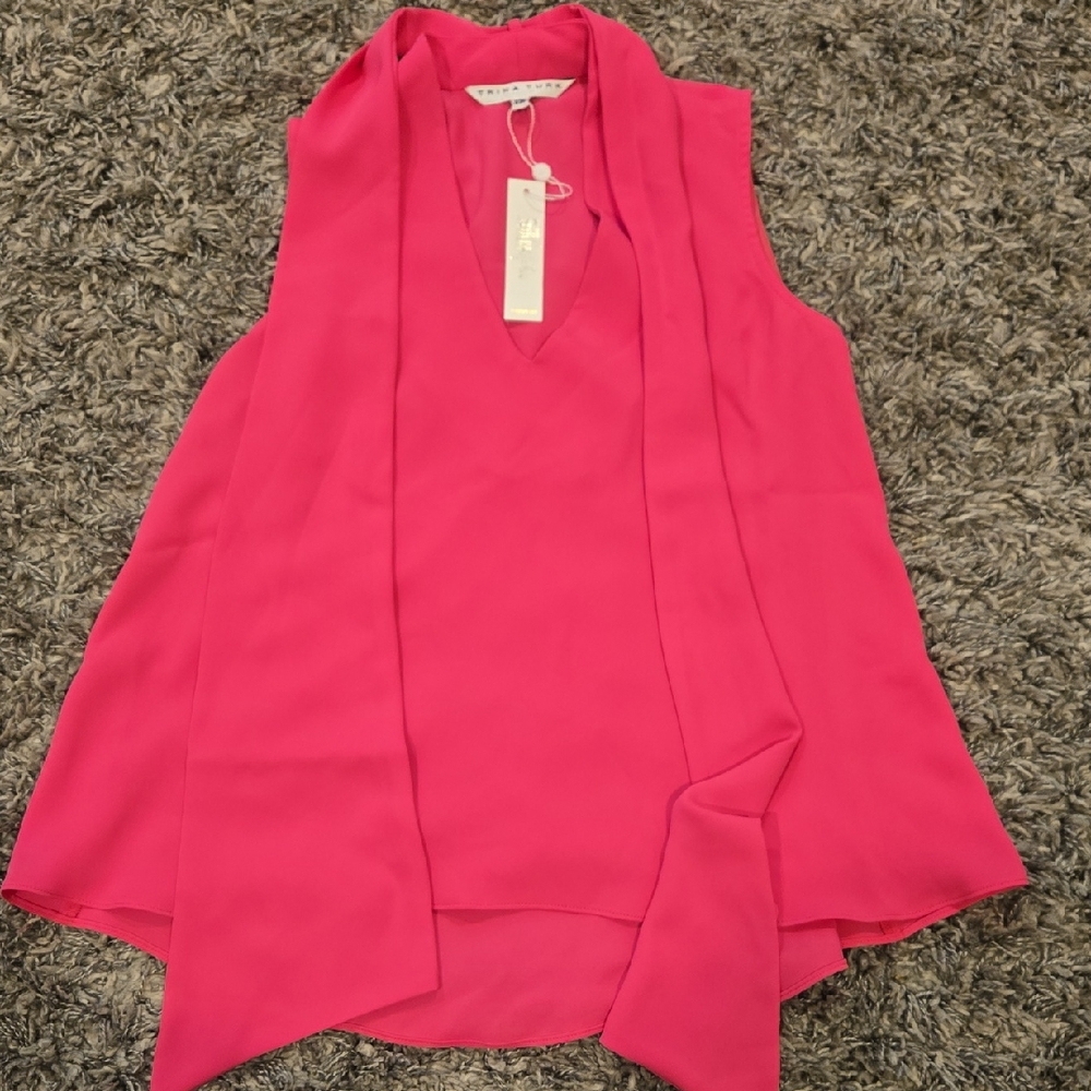 Trina Turk Hot Pink Sleeveless Scarf-Neck Camisole